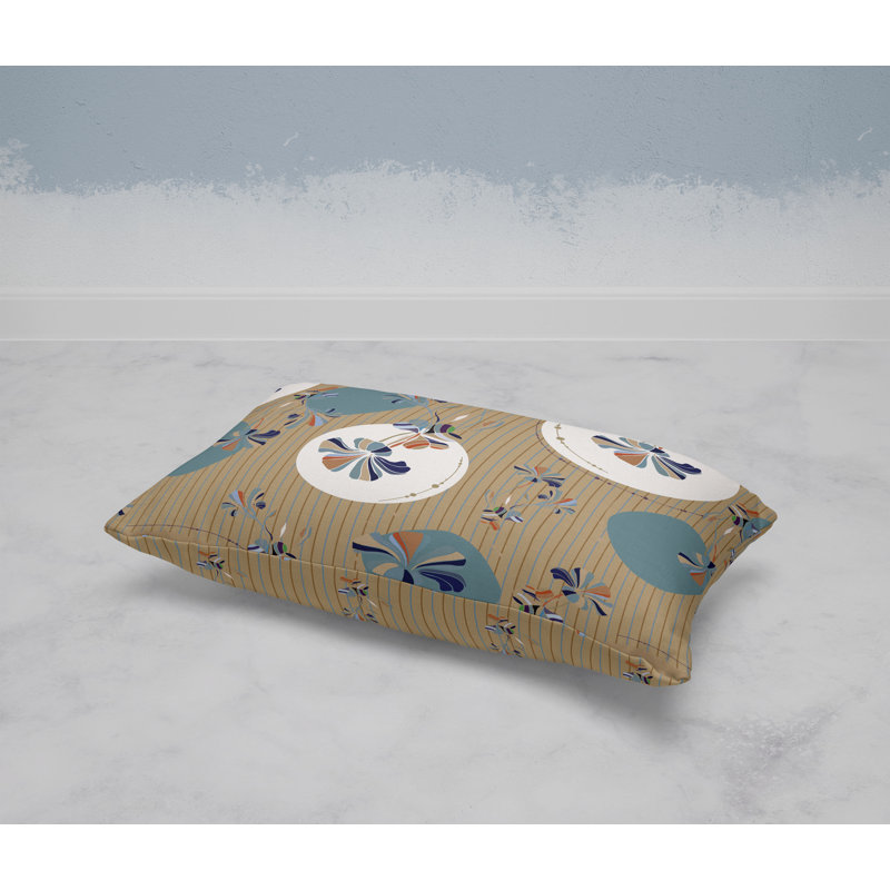 Coussin circulaire circulaire, Bleu / blanc /brun