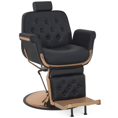 Heavy Duty Hydraulic Reclining Barber Chair, Faux Leather Styling Salon Chair for Hair Stylist