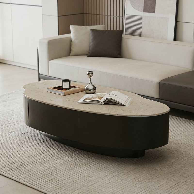 Table basse de salon Modern Creativité, H 12,99 po x L 47,24 po x l 23,62 po, Black
