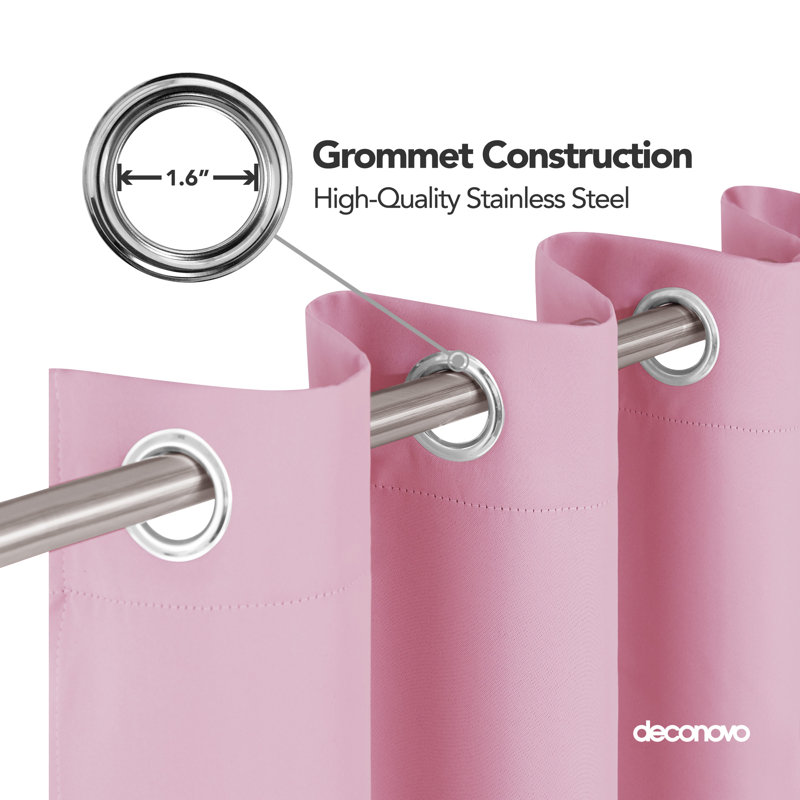 Brynnli Eyelet Blackout Thermal Curtains, 117cm W x 183cm D, Pink