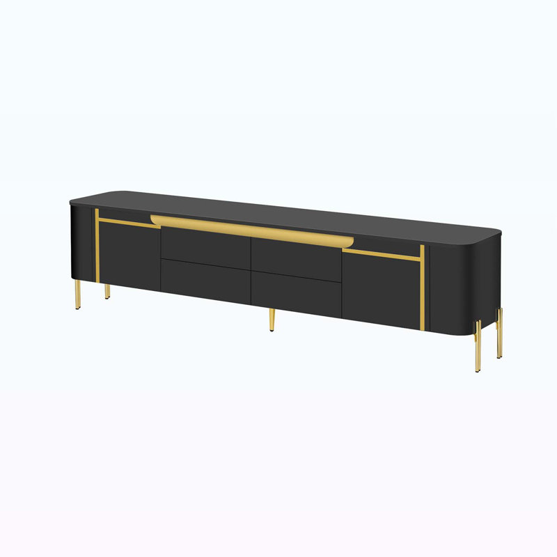 74.8'' Console Table for TVs up to 80 Inches, Black/Gold, Black