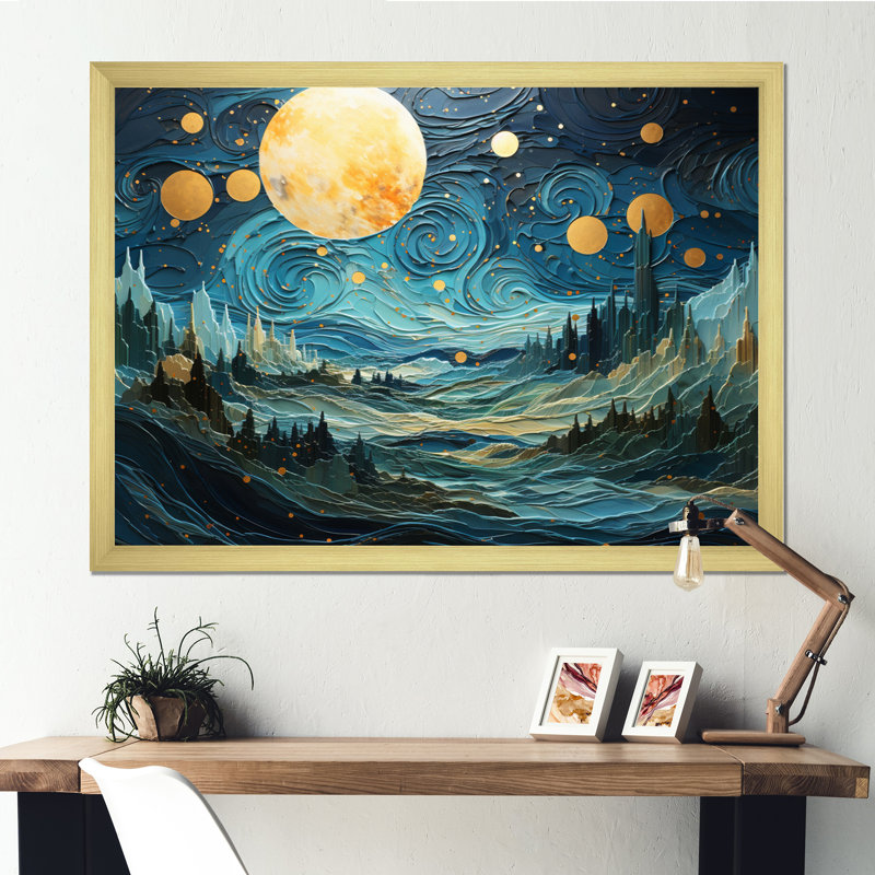 Pluton Uranus planète Utopia I - impression, H 16 po x l 32 po x P 1 po, Cadre doré à une seule photo