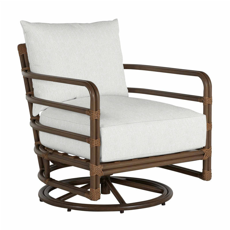 Malibu Swivel Patio Chair with Cushions, Bali Pearl, No Welt