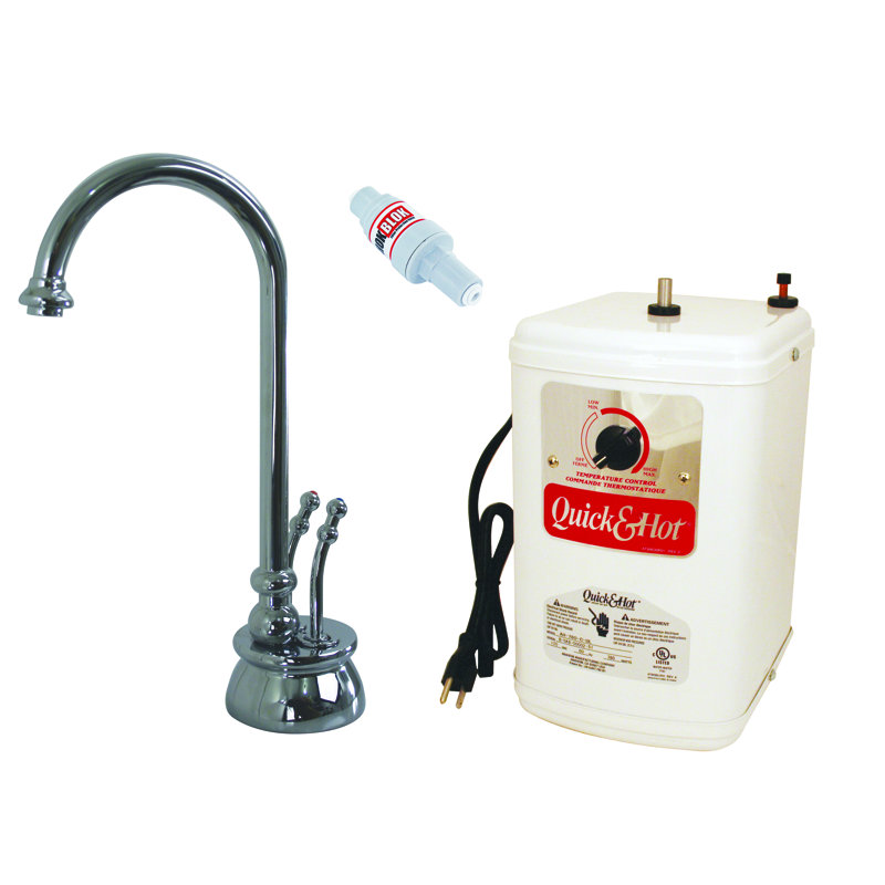 Docalorah 10" 2-Handle Hot and Cold Water Dispenser Faucet with Heating Tank, Polished Chrome