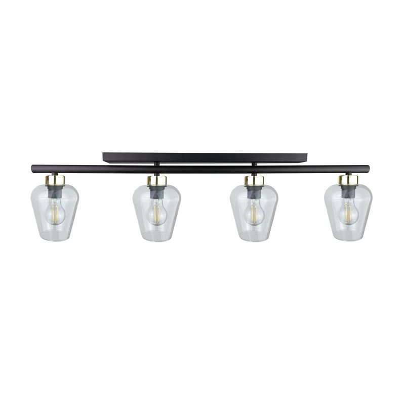 Randall Glass Flush Mount, Black/Gold