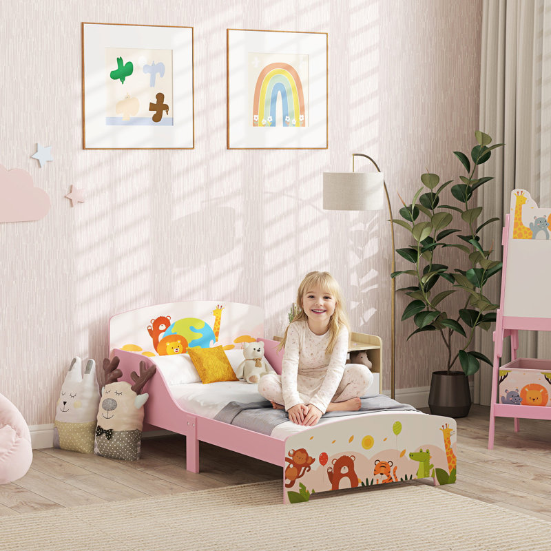 Sisse Toddler Bed, Cute Animal-Themed Kids Bed Frame, 143 x 77 x 60cm