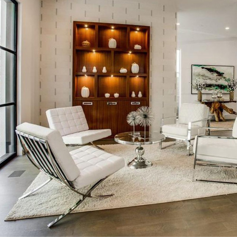 Cruzado Lounge Chair, White Faux Leather