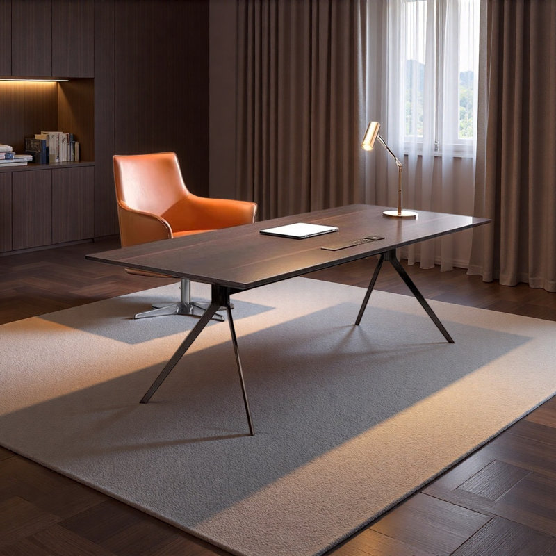 Herringbone Leg Desk with Wireless Charging, 29.52" H x 86.61" W x 31.49" D