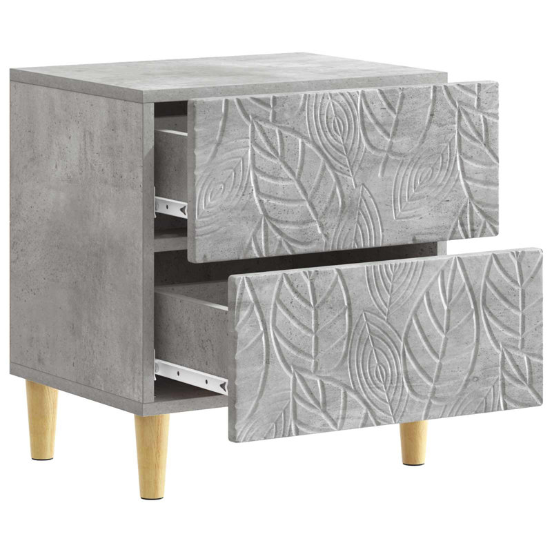 43cm W Composite Bedside Table, Concrete Grey