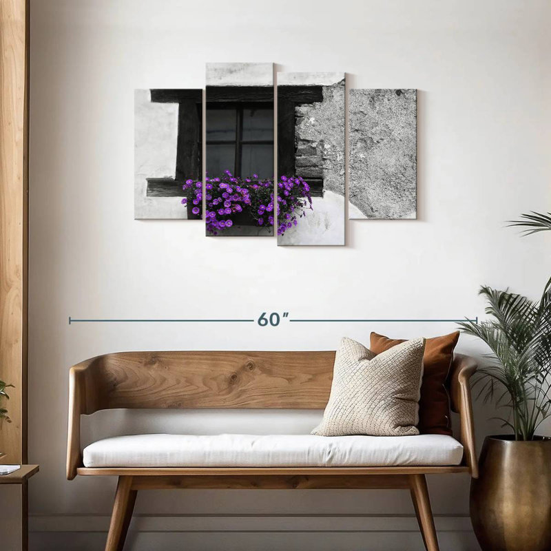 Lilie Purple Flower Box BW, 27" H x 43" W