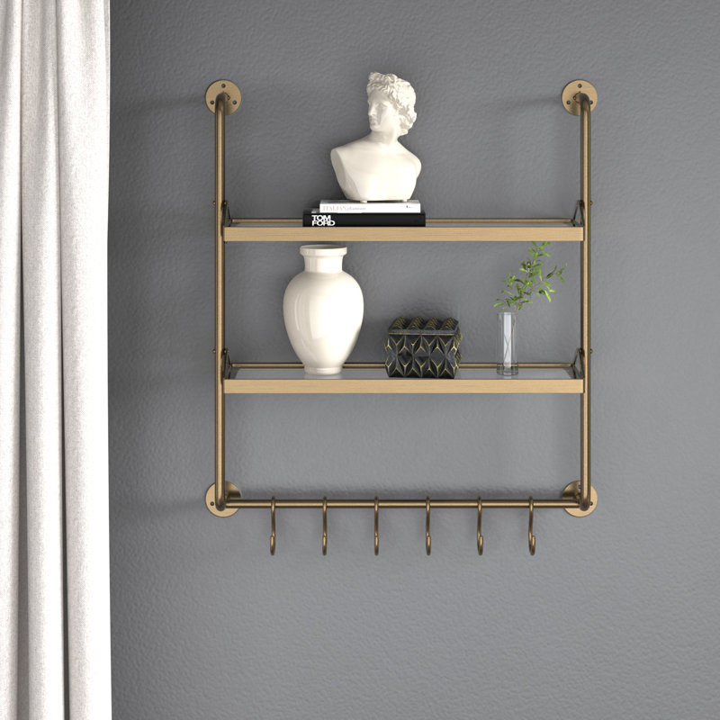 Farnham 2 Piece Metal Tiered Shelf, Gold