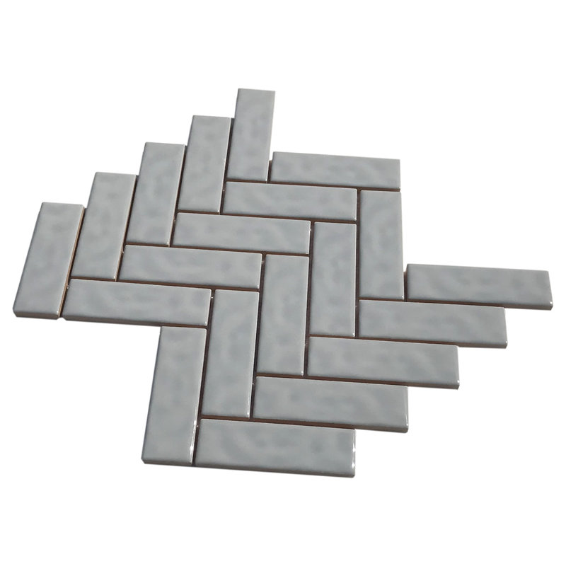 Carreau de mosaïque en porcelaine 1,35 po x 4,35 po, gris