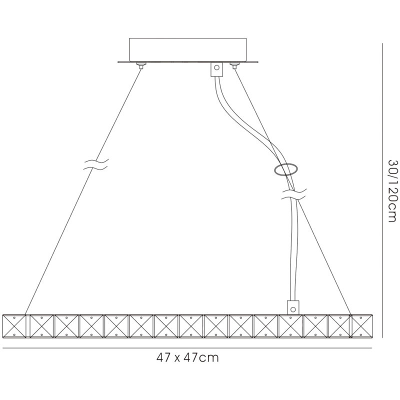 1 - Light Polished Chrome LED Crystal Pendant, 120cm H x 47cm W x 47cm D