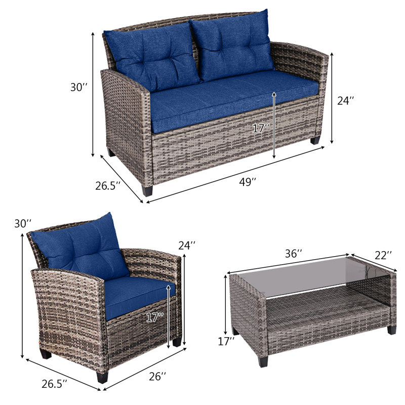 Daianna 8 - Person Patio Conversation Set with Cushions