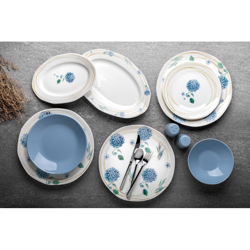 Service de table (29 pièces), Bleu / blanc