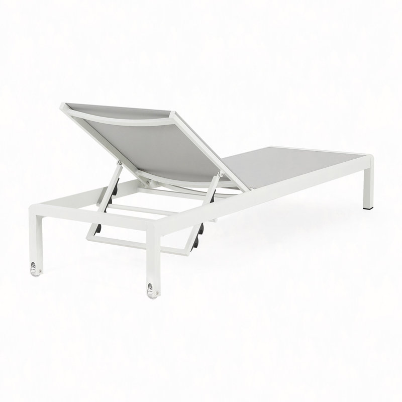 Ensemble de 2 chaises longues d'extérieur, chaise d'extérieur réglable en aluminium pour la cour de la piscine et du patio, résistante aux UV et aux intempéries, capacité de poids de 400 lb