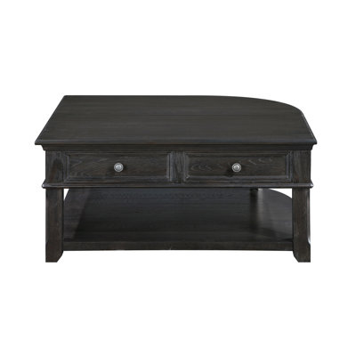 Coffee Table Storage Drawer Lift Top Open Shelves Charcoal Finish New Style Durable Wooden