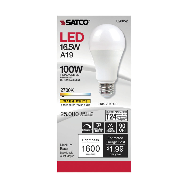 16.5 Watt White LED Bulb, 2700K