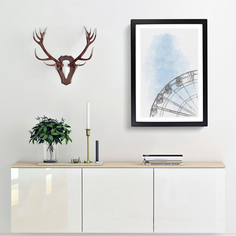 Pretty Ferris Wheel in Abstract - Framed Print, Black, 76cm H x 50cm W x 2cm D