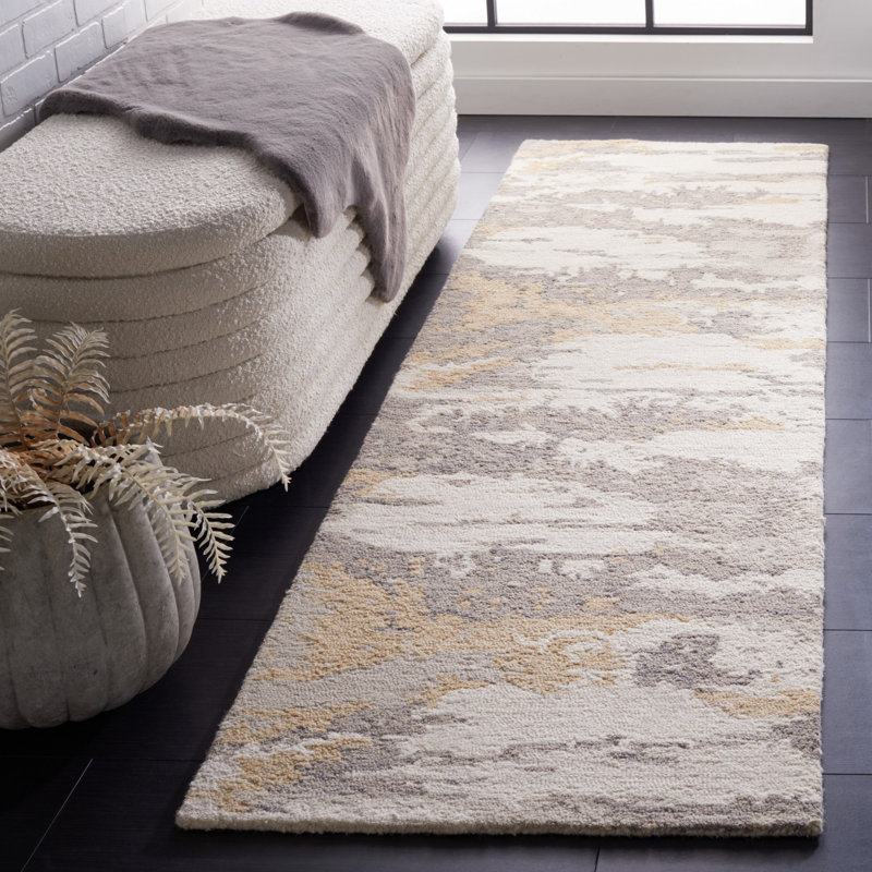 Abstract Hand Tufted Wool Abstract Rug, Runner 2'3" x 8'