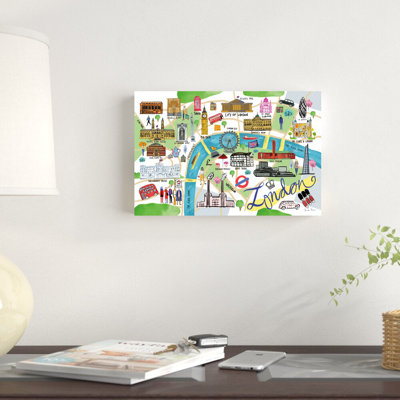 «London Map» par Farida Zaman, reproduction d'art sur toile tendue