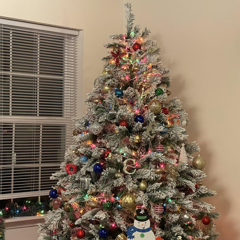 Medium Flocked Angel Pine Artificial Christmas Tree - Unlit, H 7 pi
