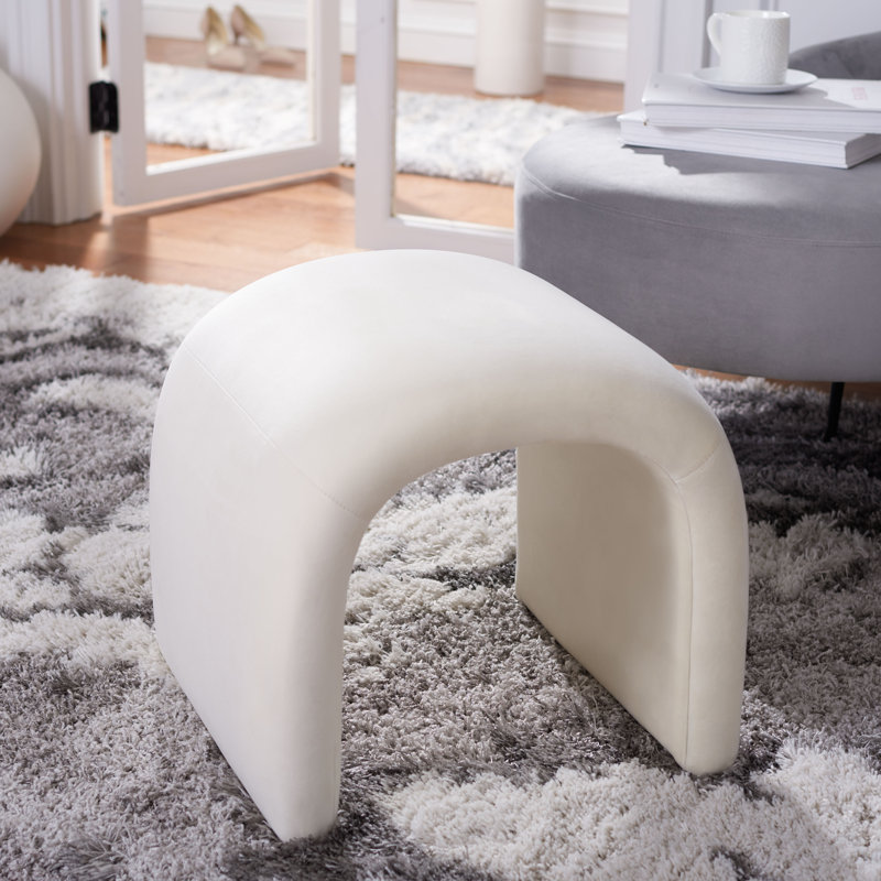 Andeana Upholstered Ottoman, Cream Velvet