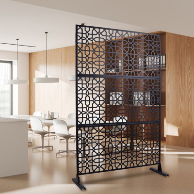 Écran d'intimité extérieur et intérieur en métal H 76 po x l 48 po, écran d'intimité décoratif autoportant pour terrasse de balcon, panneaux de clôture d'intimité pour jardin extérieur PS106 NOIR