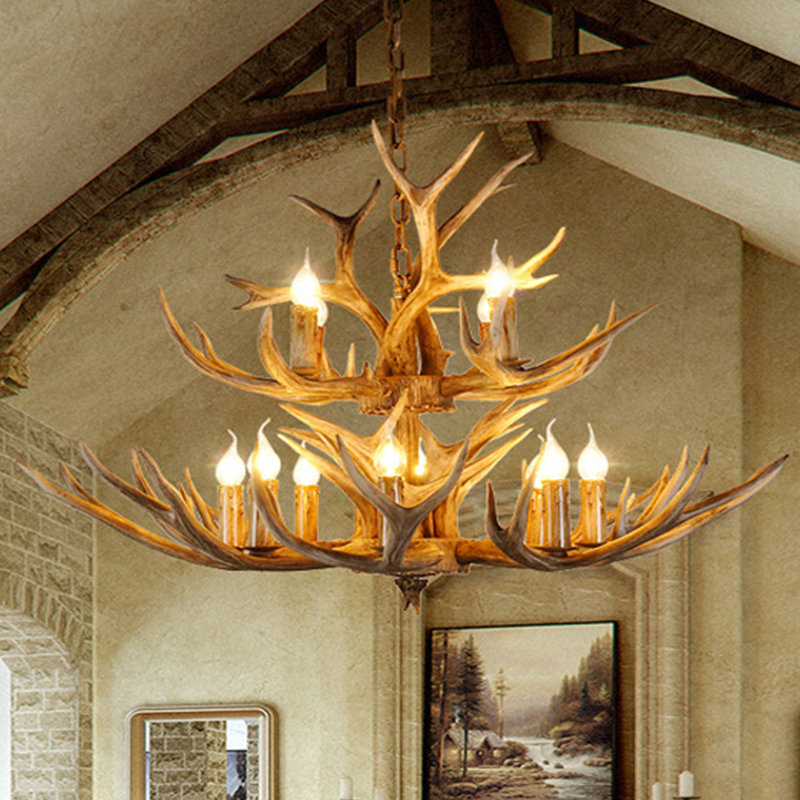Luminaire suspendu rustique rustique en bois
