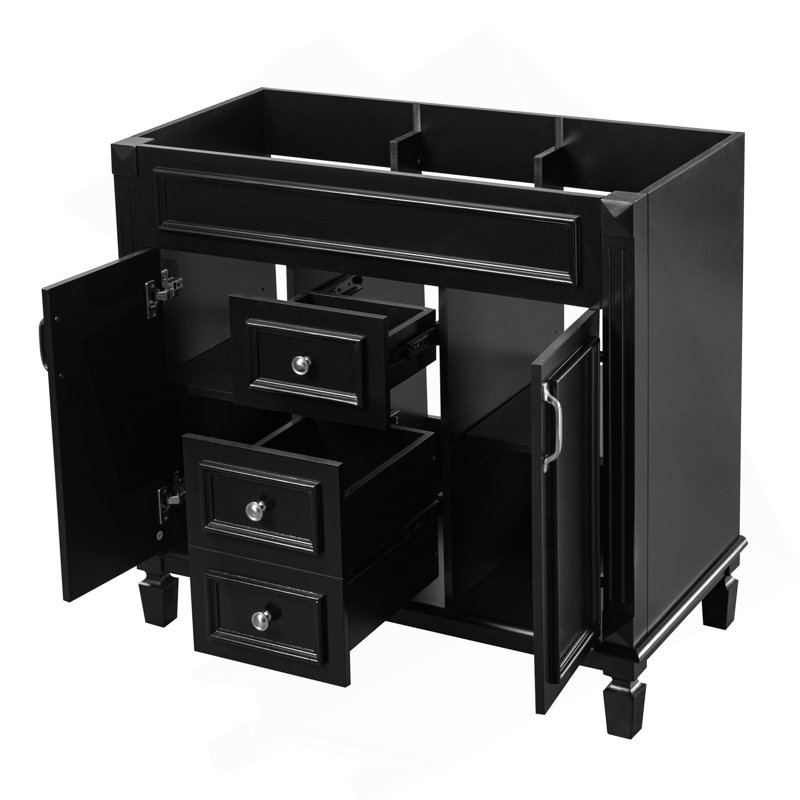 Meuble-lavabo de 91 cm (36 po) sans lavabo, meuble seulement, meuble de rangement moderne pour salle de bain avec 2 portes à fermeture douce