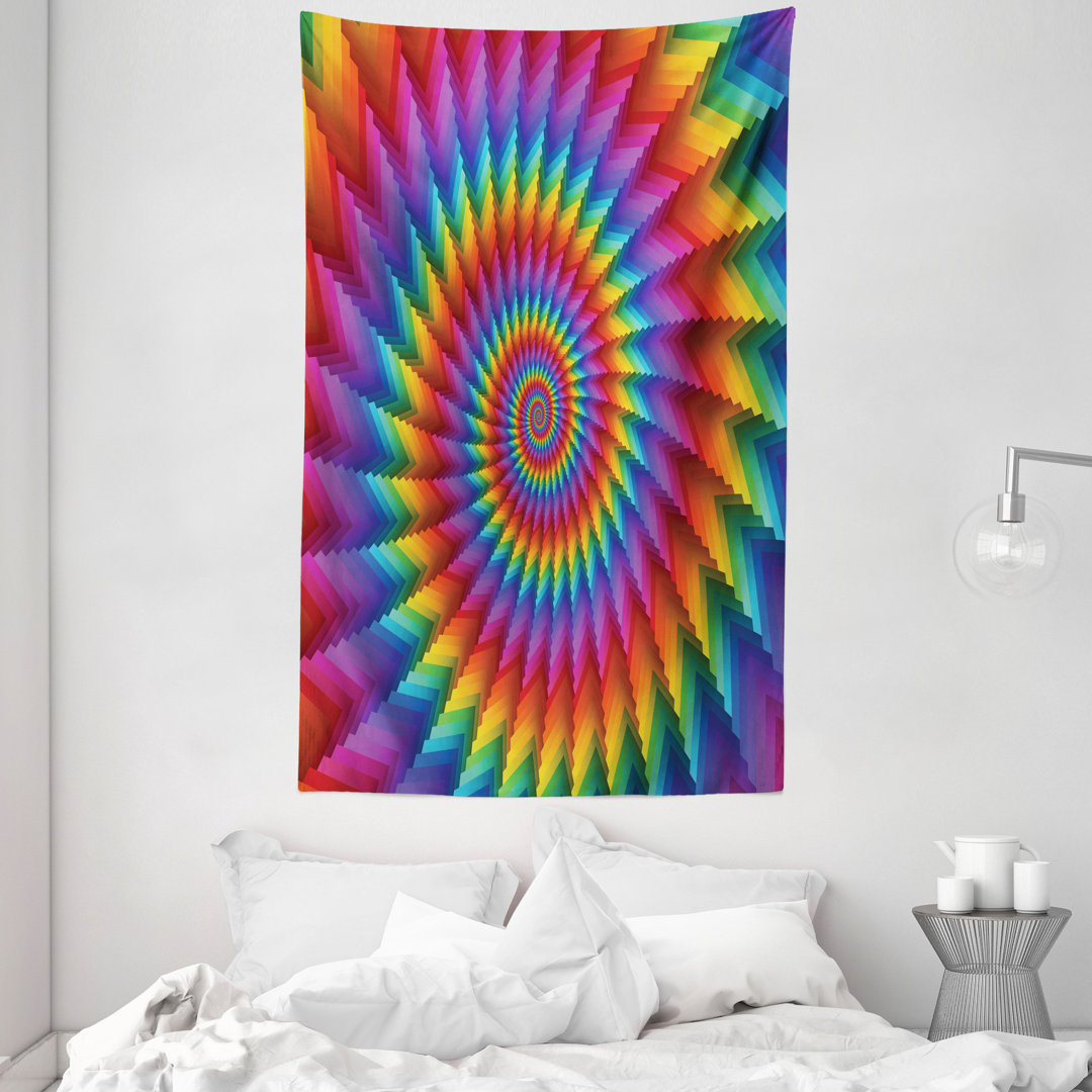 Vibrierende Regenbogen Spirale Wandteppich