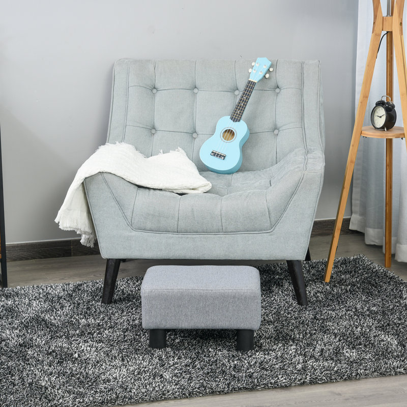 Mabel 40cm Wide Rectangle Solid Colour Standard Ottoman, Grey