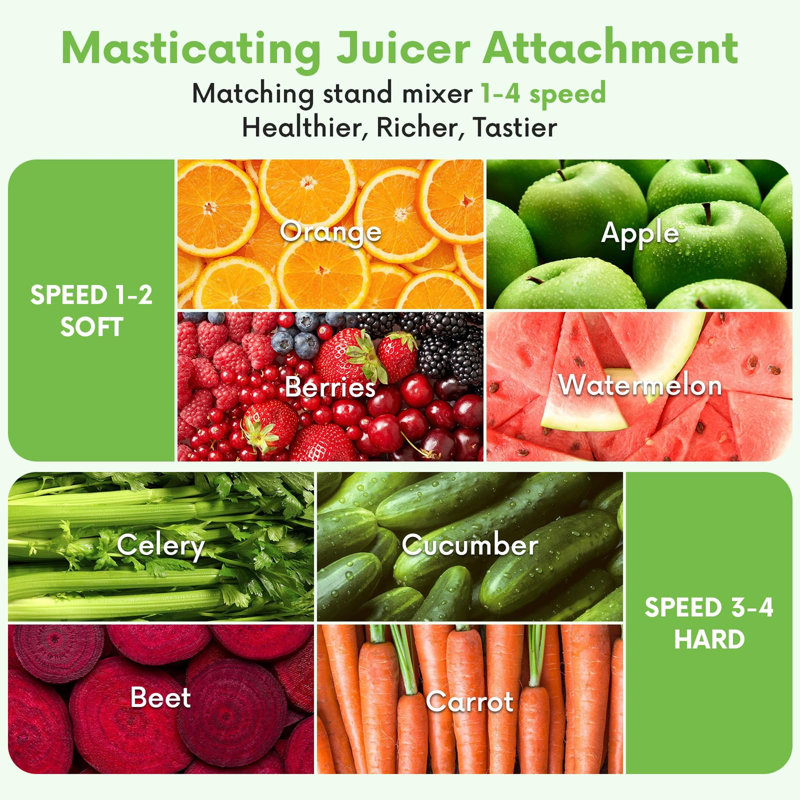 Gvode Masticating Juicer Attachment, Compatible with KitchenAid®, Cold Press & Dual Feed Chute