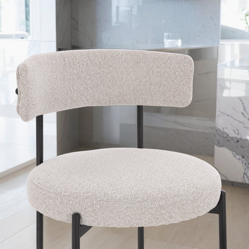 Chaise de salle à manger rembourrée Trakeila Boucle, Beige