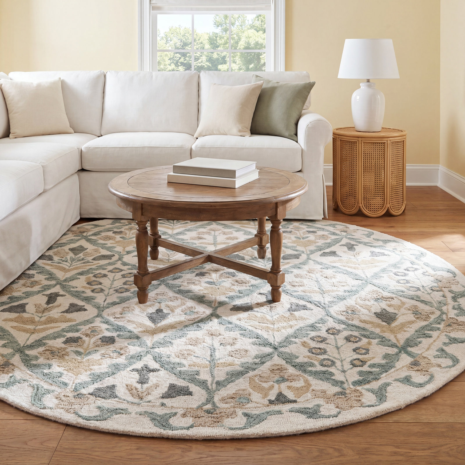 Metro 811 Hand Tufted 80% Wool; 20% Cotton Floral Rug, Round 6'