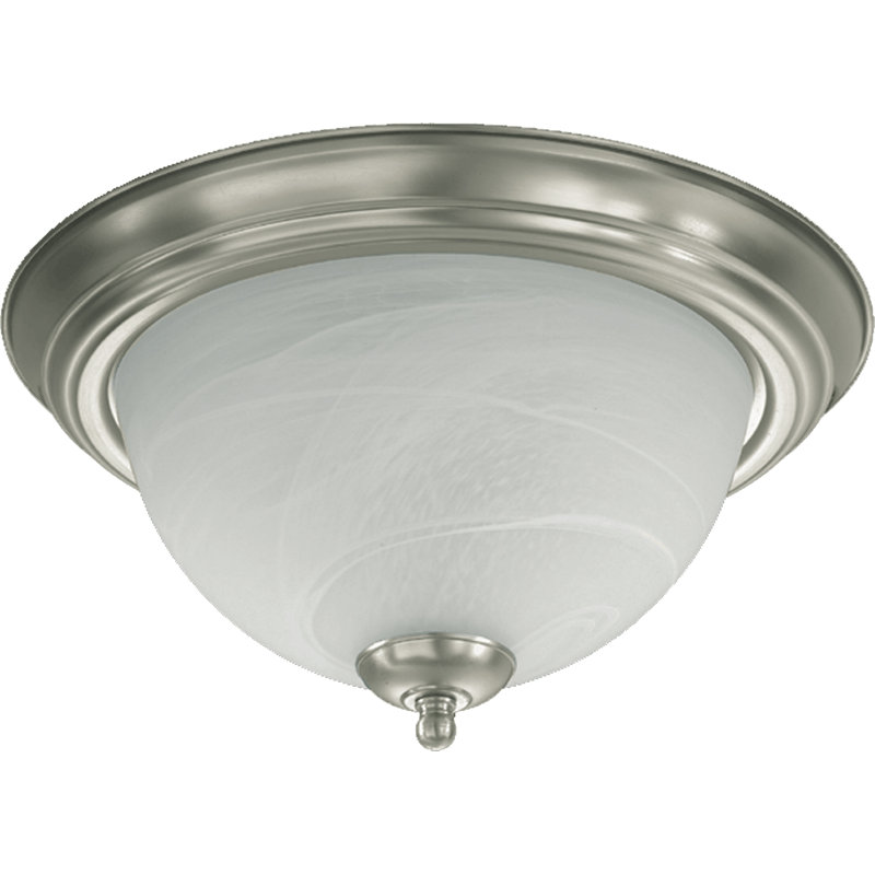 Voelker Glass Flush Mount, 6.75" H x 15.5" W x 15.5" D, Satin Nickel