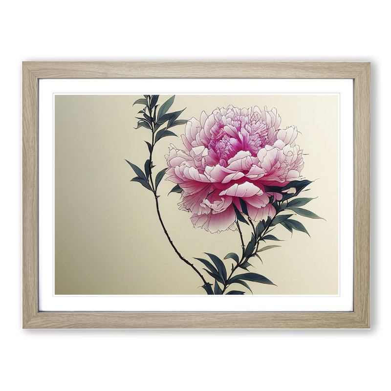 Intriguing Peony Flowers - Framed Print, 46cm H x 64cm W x 2cm D, Oak