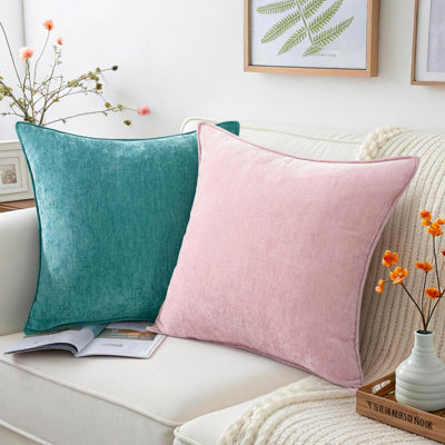 Ensemble de 2 housses de coussins décoratifs de Noël en velours de velours neutre en chenille de style européen pour canapé-lit