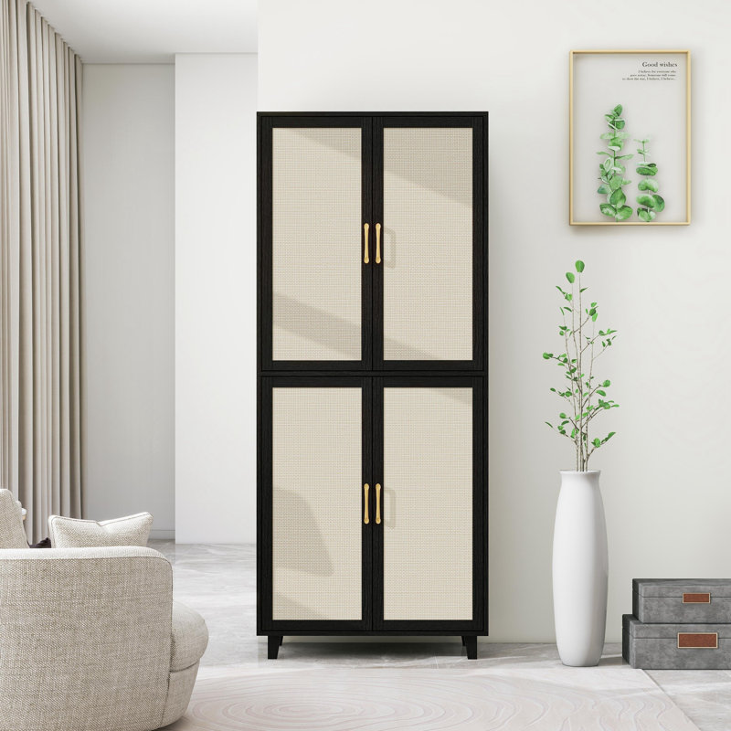 Ardes 30'' Wide 6 - Shelf Storage Cabinet, Black