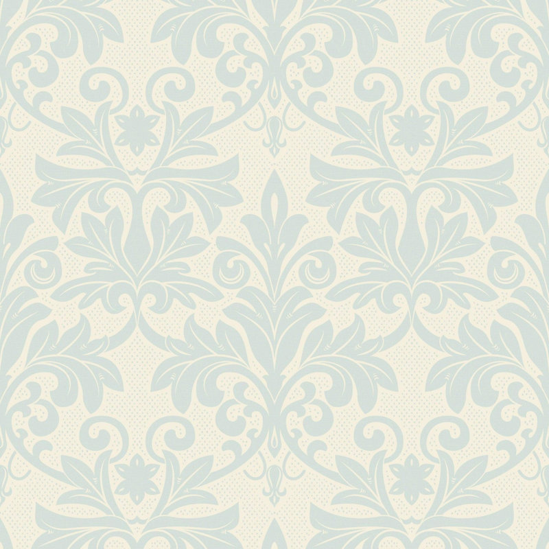 Rococo Relief - Wallpaper, Pale Blue Gray, Faux Grasscloth