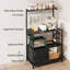  Étagère de boulanger avec prise de courant, bar à café de 31,5 po pour la cuisine avec rangement, tablettes de cuisine avec armoire, support à micro-ondes avec 6 crochets en forme de S-1087911898