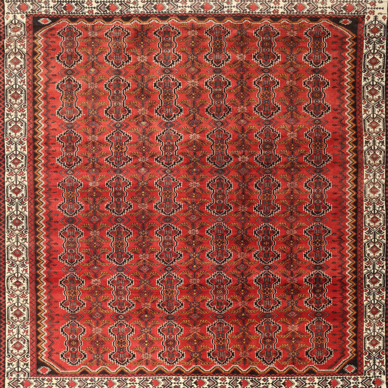 Tapis décoratif rouge cosmos du Sud-Ouest, Carré 8 pi