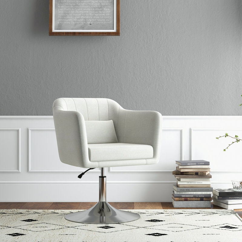 Upholstered Accent Chair, Cream White Fabric