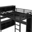 Grand lit mezzanine en métal noir avec bureau fonctionnel et garde-robe, bureau, rangement-2101646896