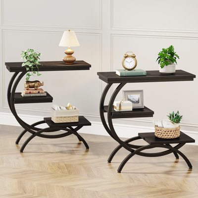 Ensemble de tables de bout en C à 3 niveaux, 2 pièces