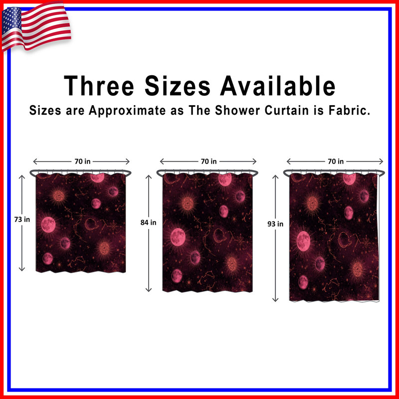 Celestial Constellation Art Shower Curtains Extra Long, 70in W x 84in H