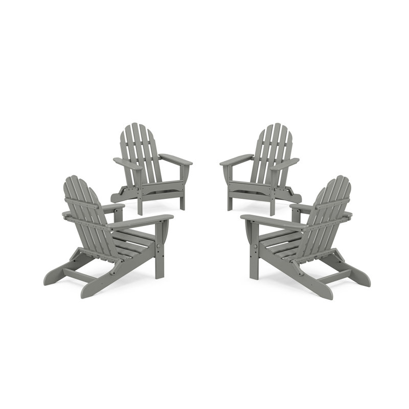4-Piece Classic Folding Adirondack Conversation Set, Slate Gray