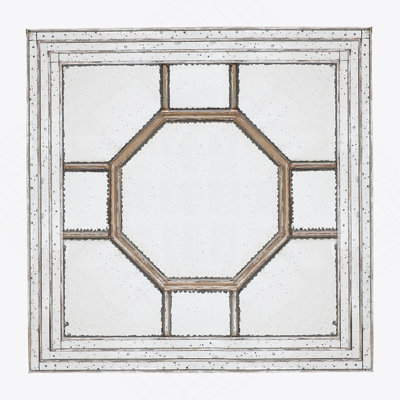 48"X48" Antique Style Decorative Square Wall Mirror With Mirrored Frame