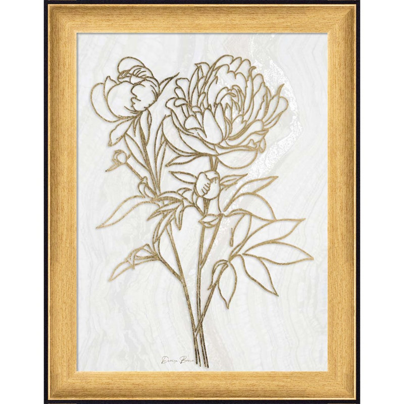 Golden Peony 2 par Denise Brown - impression encadrée