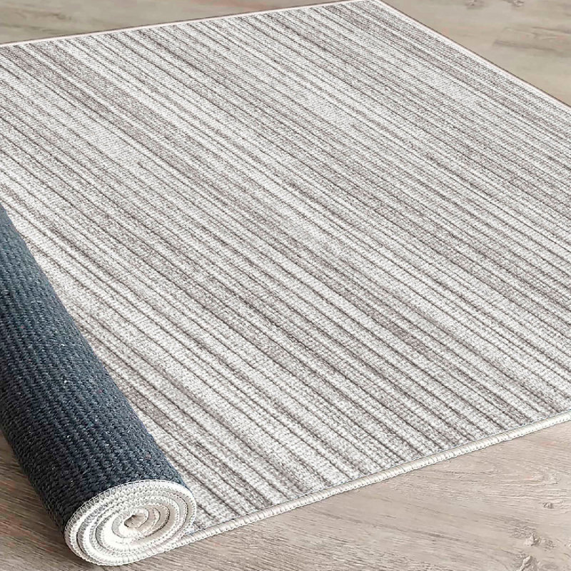 Premium Cotton Area Rug, 31.5 x 47.2 inches | 100% Cotton, 1200 g/m² | Pile Height: 0.4 in, Sponge Height: 0.1 in, Felt Base: 0.2 in | Antibacterial, Non-Slip PVC Underside, Machine Washable | Beige & Grey Design for Living Room & Bedroom